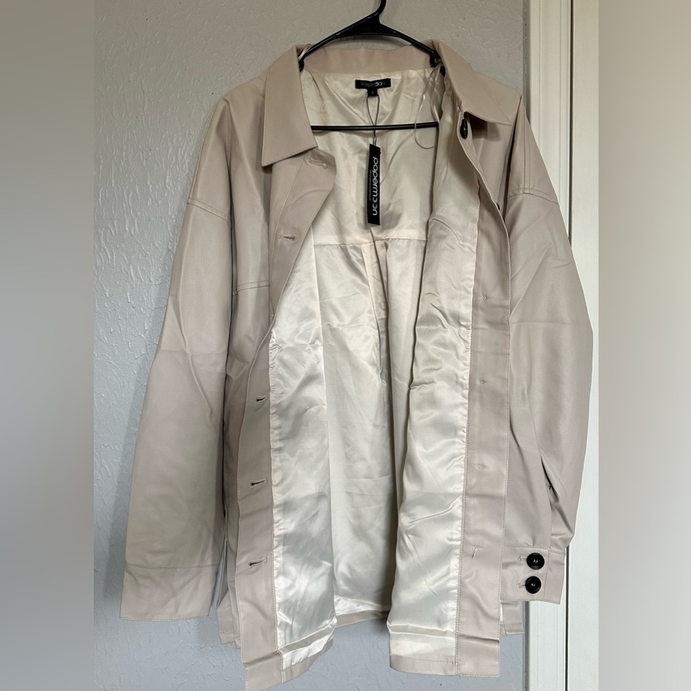 NWT Faux Leather Tan Shacket